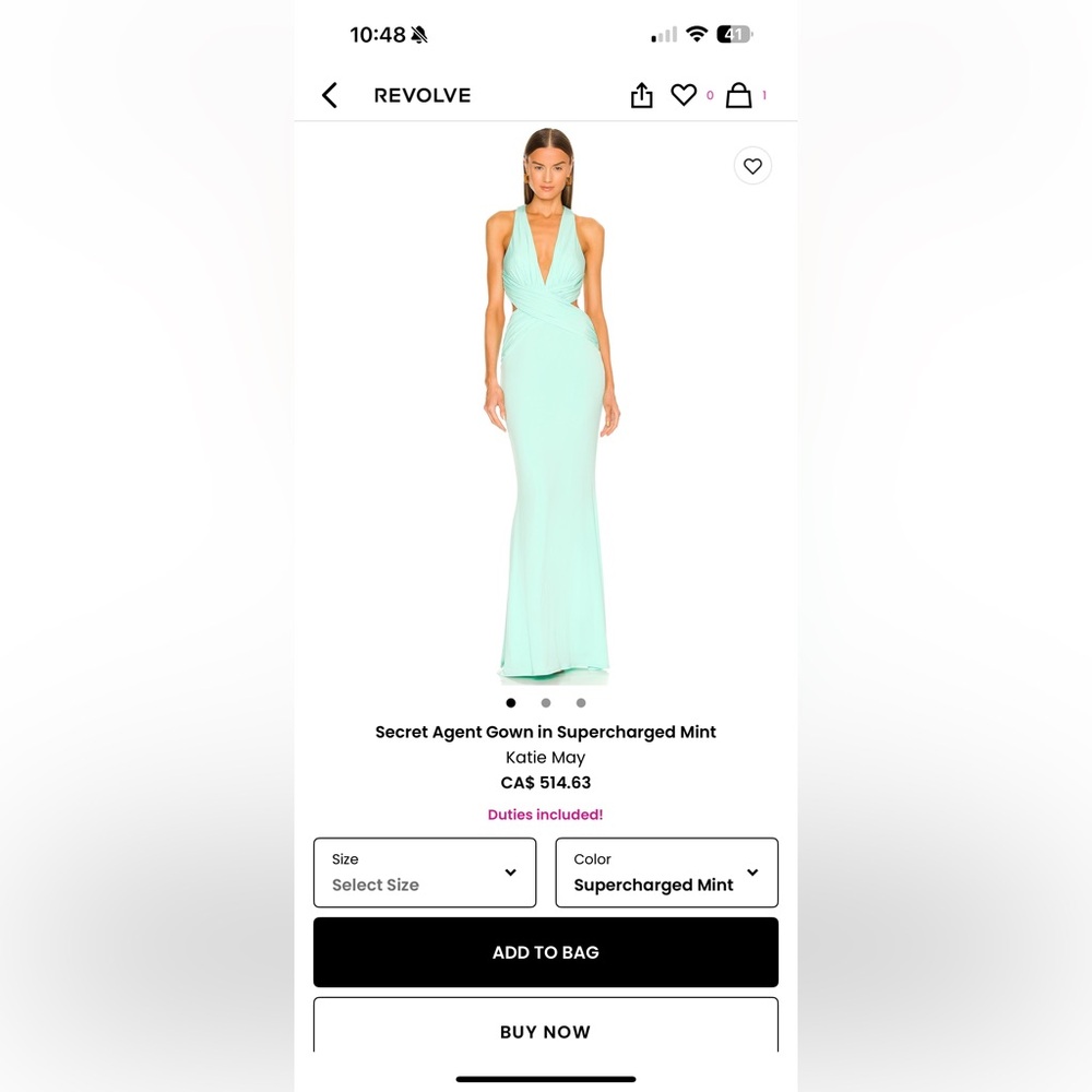 Katie May - Secret Agent Gown- long mint(blue) colour dress.